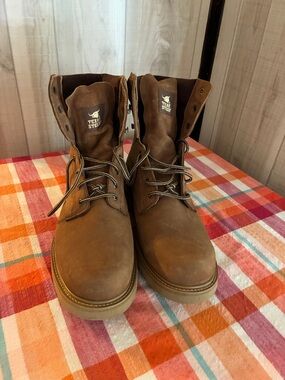 Texas Steer Men's Tan Work Boots - Durable Leather Lace-up